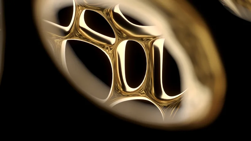 a close up of a gold object with a black background